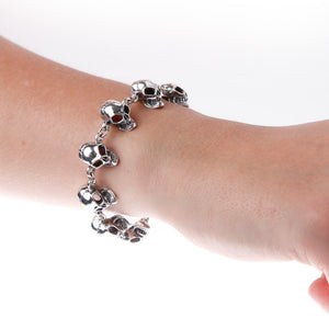Medium Silver Skull Bracelet - Brighton Silver