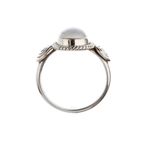 Stone Set Moonstone Silver Swirl Detail Ring - Brighton Silver