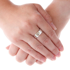 Open Brass Heart Silver Ring On Hand - Brighton Silver