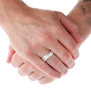 Silver 3 Band Russian Wedding Ring On Hand - Brighton Silver