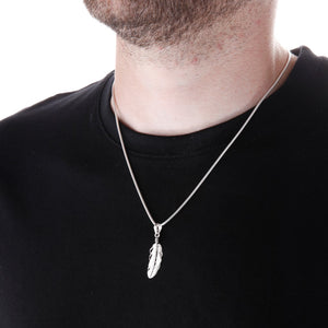 Silver Detailed Feather Pendant - Brighton Silver