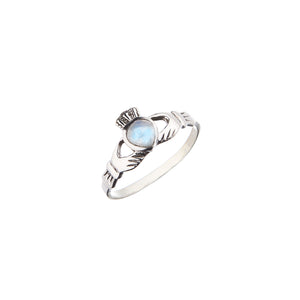 Stone Set Moonstone Silver Claddagh Ring - Brighton Silver