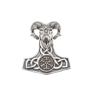 Silver Thors Hammer Rams Head Pendant - Brighton Silver