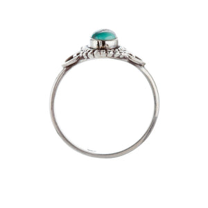 Stone Set Turquoise Silver Heart Detail Ring - Brighton Silver