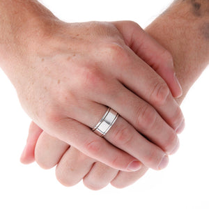 Wide Flat Polished Silver Spinning Ring On Hand - Brighton Silver