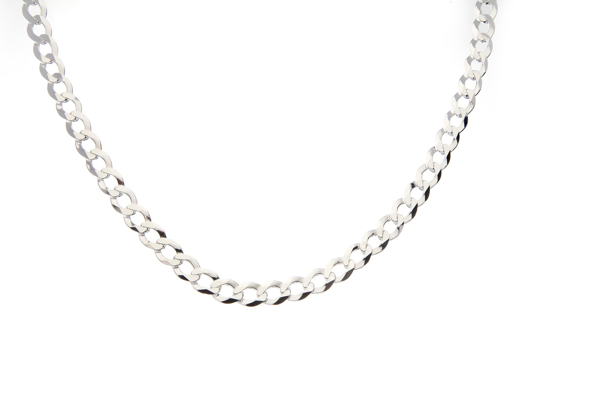 7.5mm Silver Oval Flat Curb Necklace - Brighton Silver