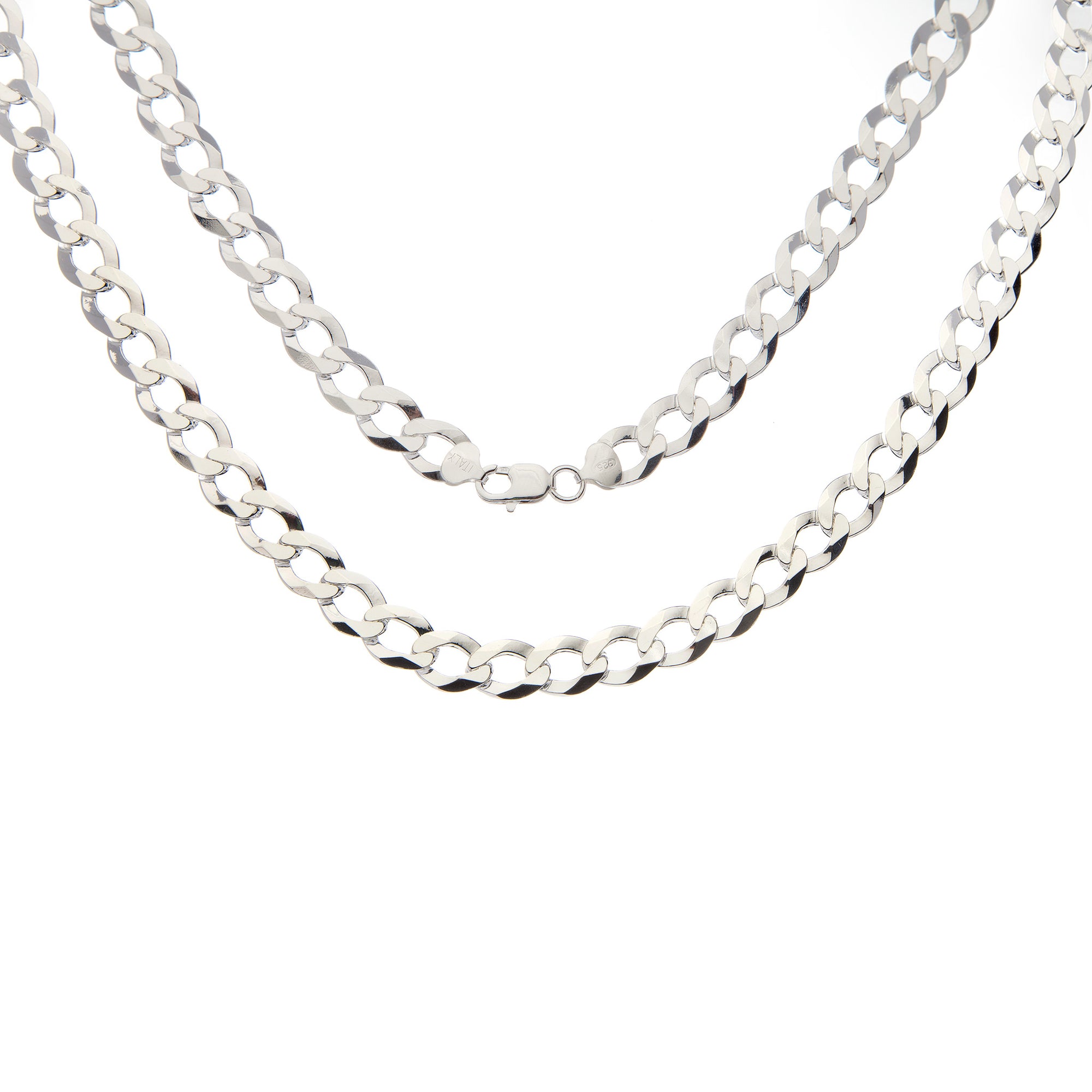 11mm Silver Oval Flat Curb Necklace - Brighton Silver