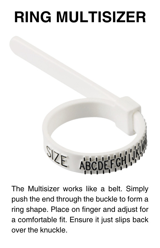 Multisizer Finger Measuring Ring Sizer Gauge - Brighton Silver