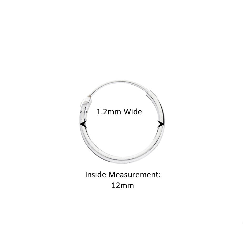 £10 Silver 1.2mm Thin Hoops - Brighton Silver