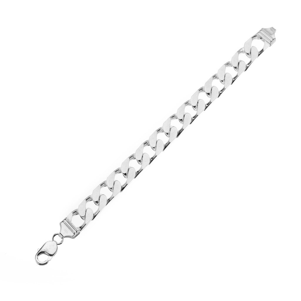 11mm Square-Edged Chunky Silver Curb Chain Bracelet