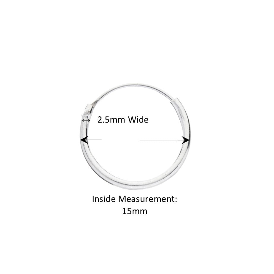 £12 Silver 2.5mm Thin Hoops - Brighton Silver