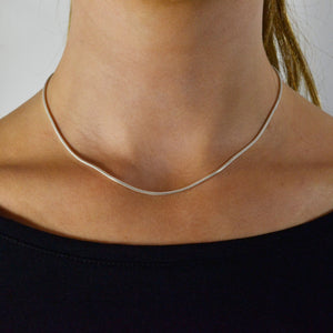 Round Snake Chain Pendant Necklace - Brighton Silver