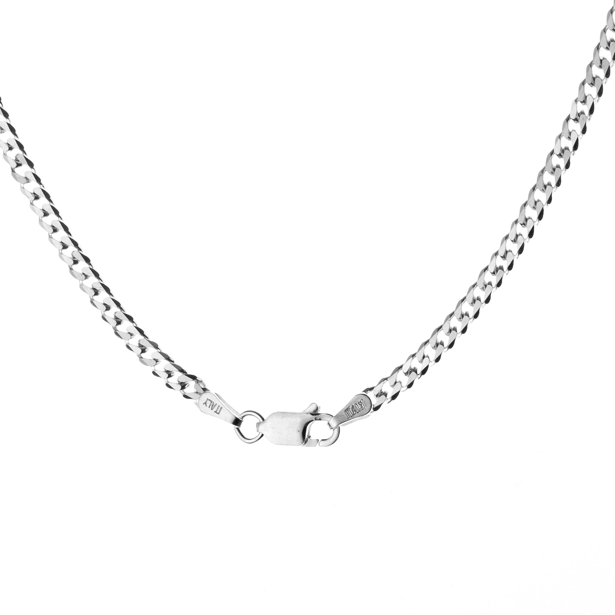 3mm Round-Edged Silver Cuban Curb Pendant Chain - Brighton Silver