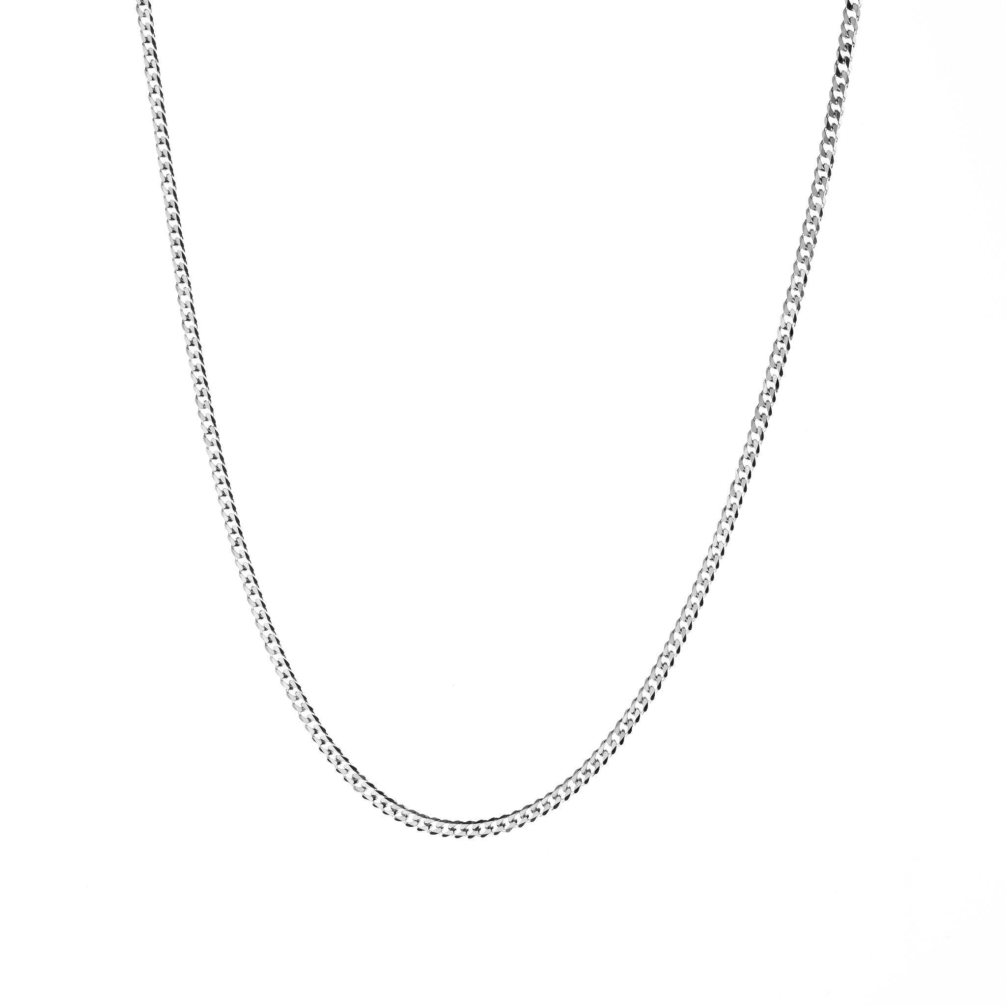 3mm Round-Edged Silver Cuban Curb Pendant Chain Brighton Silver
