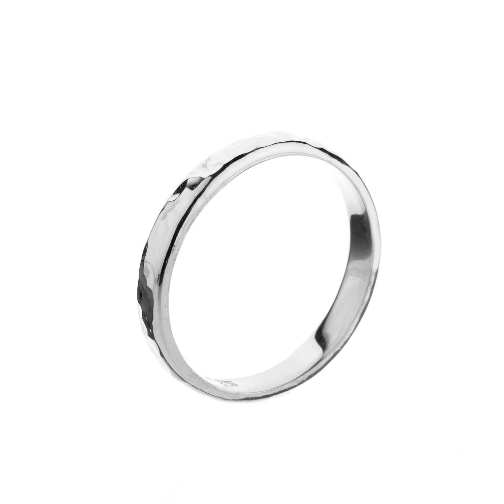 3mm Hammered Silver Ring - Brighton Silver