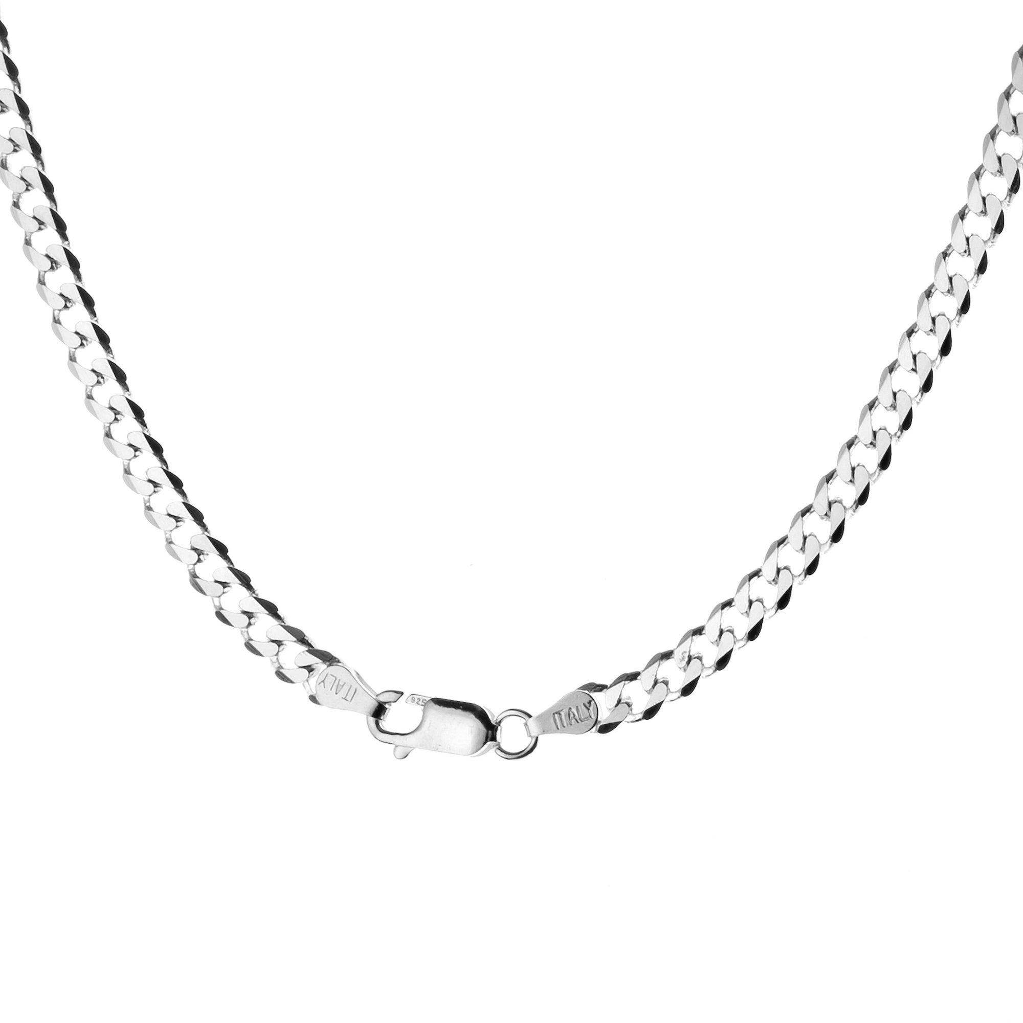 4.5mm Round-Edged Silver Cuban Curb Chain - Brighton Silver