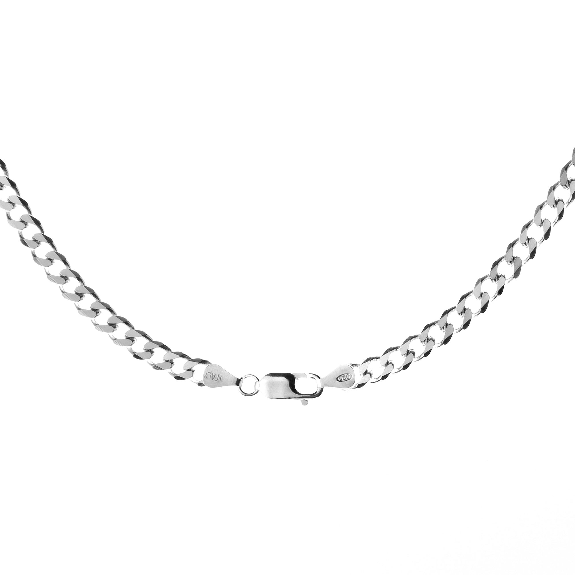 5.5mm Round-Edged Silver Cuban Curb Chain - Brighton Silver