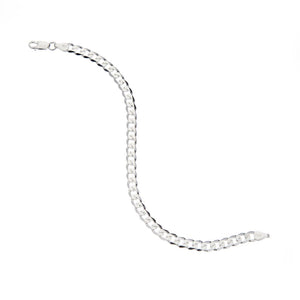 5.5mm Round-Edged Silver Cuban Curb Chain Bracelet