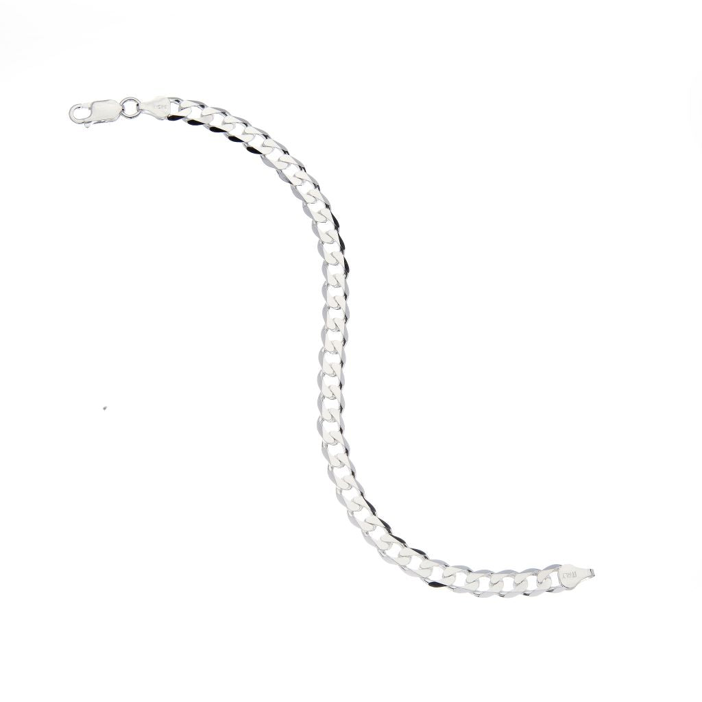 6.5mm Round-Edged Silver Cuban Curb Chain Bracelet