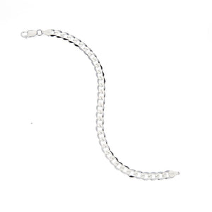 6.5mm Round-Edged Silver Cuban Curb Chain Bracelet
