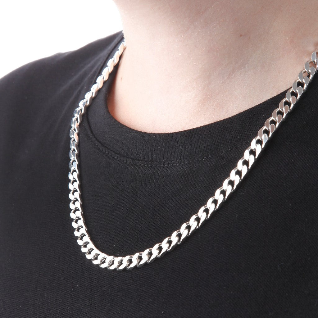 6.5mm Square-Edged Chunky Silver Curb Chain - Brighton Silver