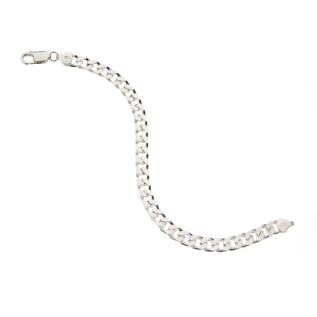 6.5mm Square-Edged Chunky Silver Curb Chain Bracelet