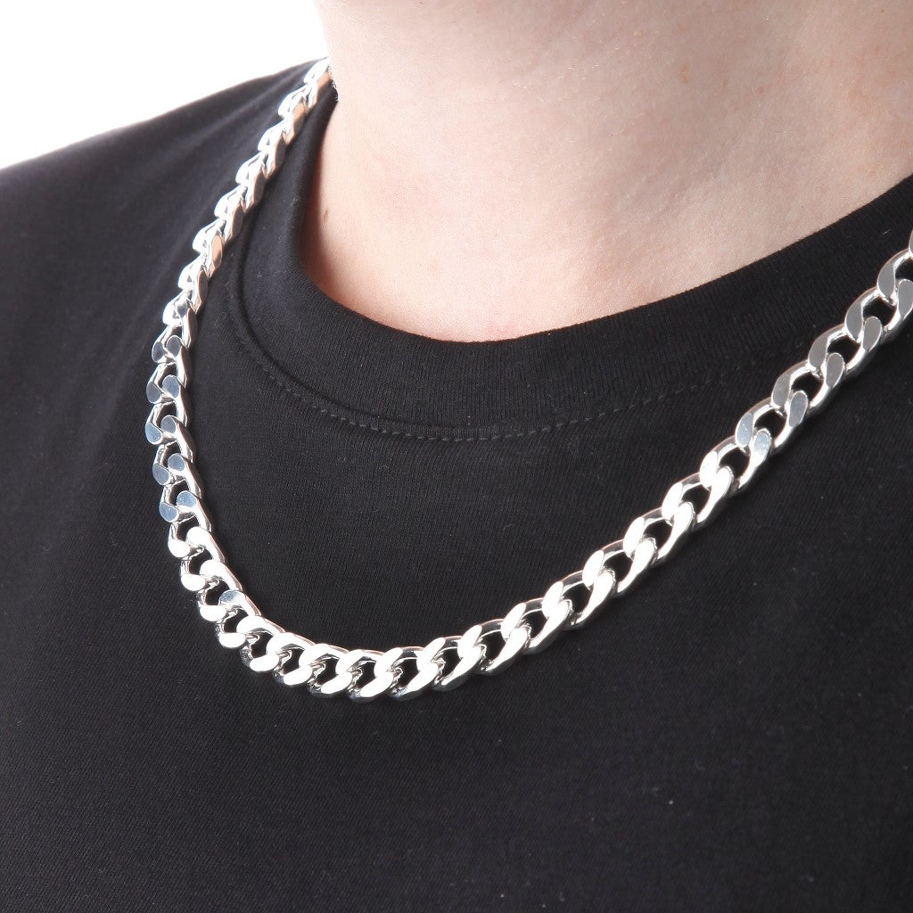 8mm Square-Edged Chunky Silver Curb Chain - Brighton Silver