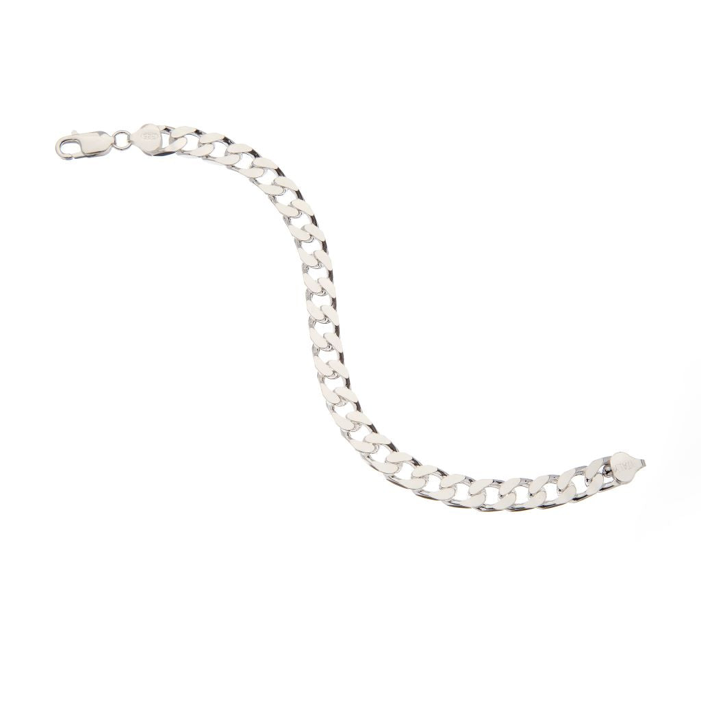 8mm Square-Edged Chunky Silver Curb Chain Bracelet