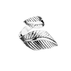 Adjustable Silver Leaf Ring - Brighton Silver