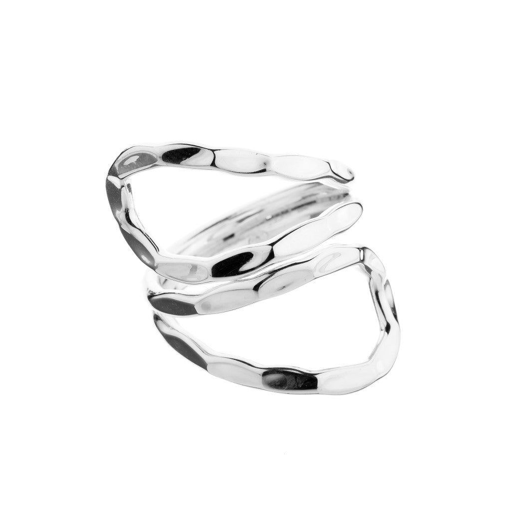 +925 Sterling Silver Hammered Adjustable Ring