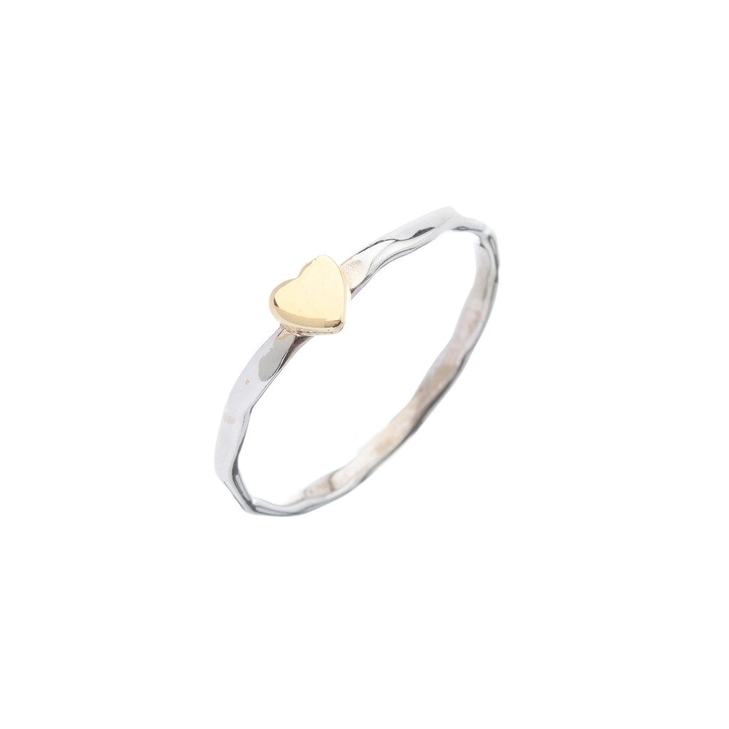 Brass Heart Silver Stacking Ring - Brighton Silver