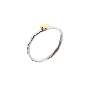 Brass Heart Silver Stacking Ring - Brighton Silver