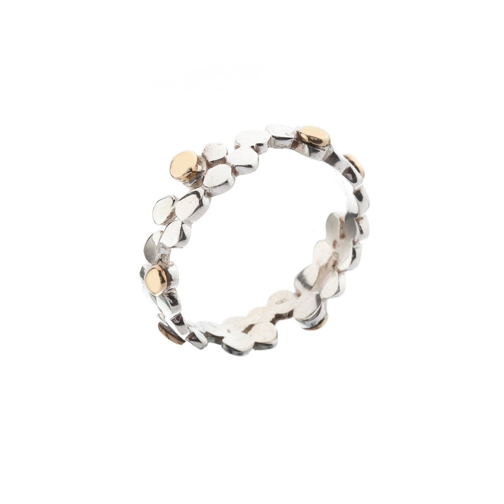 Brass Pebbles Silver Stacking Ring - Brighton Silver