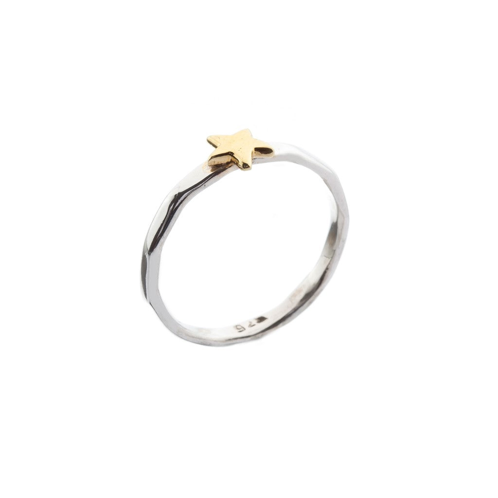 Brass Star Silver Stacking Ring - Brighton Silver