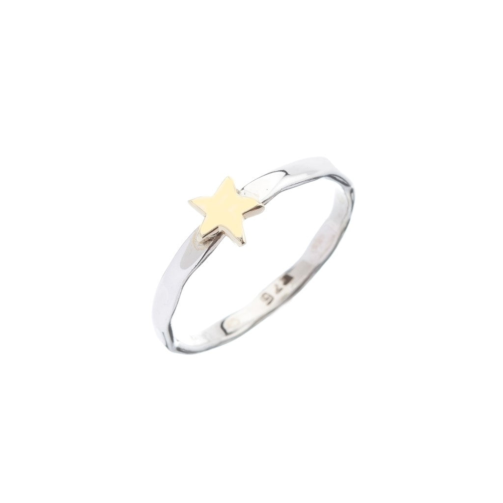 Brass Star Silver Stacking Ring - Brighton Silver