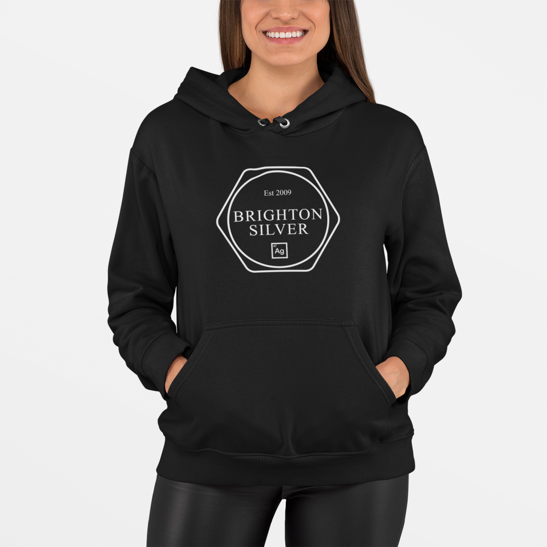 Brighton Silver Branded Unisex College Hoodie - Brighton Silver