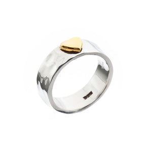 Flat Brass Heart Silver Ring - Brighton Silver