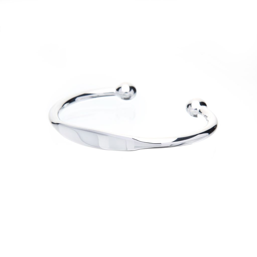 Heavy Round Silver Identity Cuff Bangle