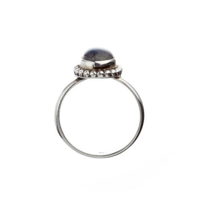 Stone Set Labradorite Silver Beaded Ring - Brighton Silver