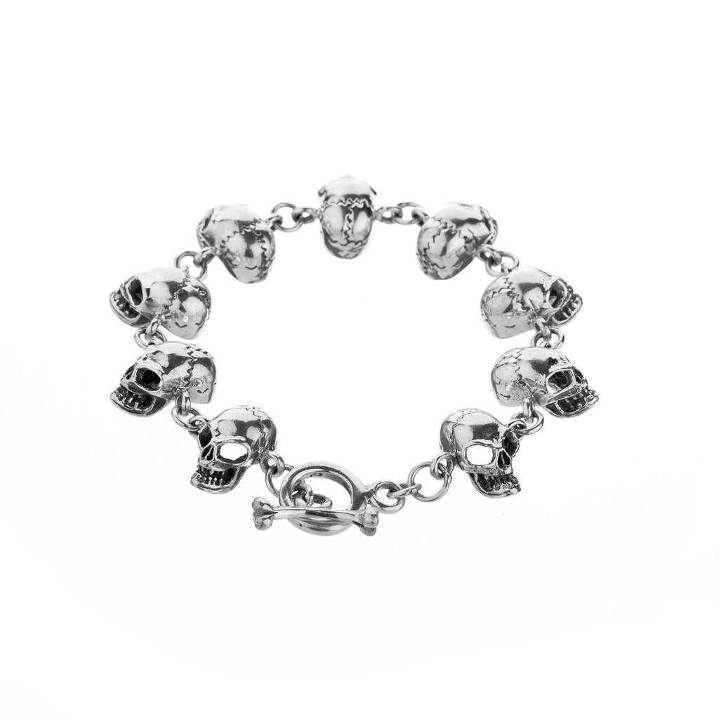 Large Silver Skull Bracelet - Brighton Silver