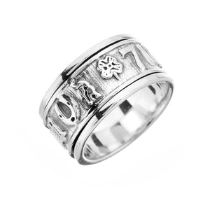 Lucky Symbols Silver Spinning Ring - Brighton Silver
