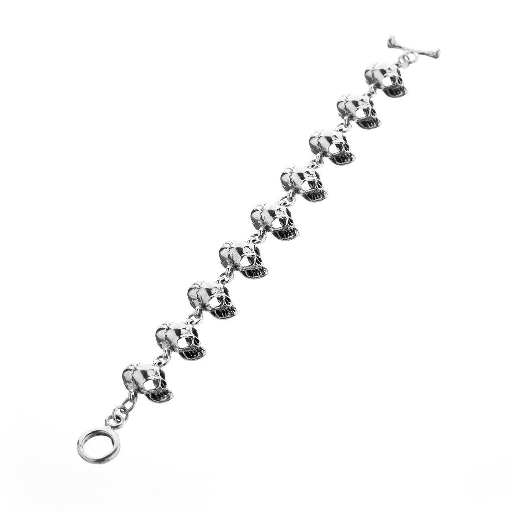 Medium Silver Skull Bracelet - Brighton Silver