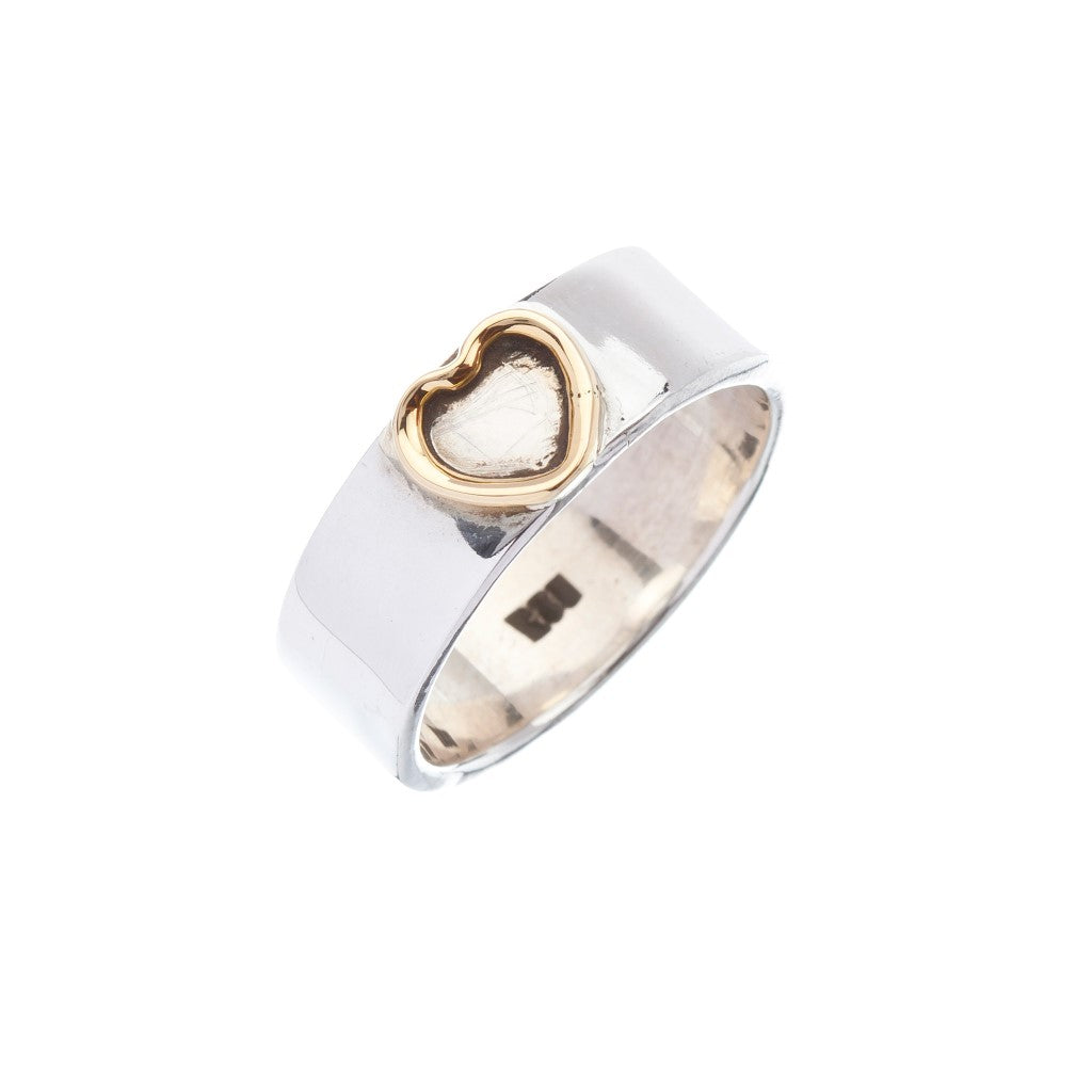 Open Brass Heart Silver Ring - Brighton Silver