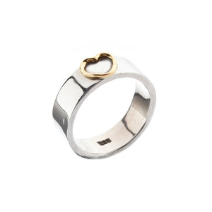 Open Brass Heart Silver Ring - Brighton Silver