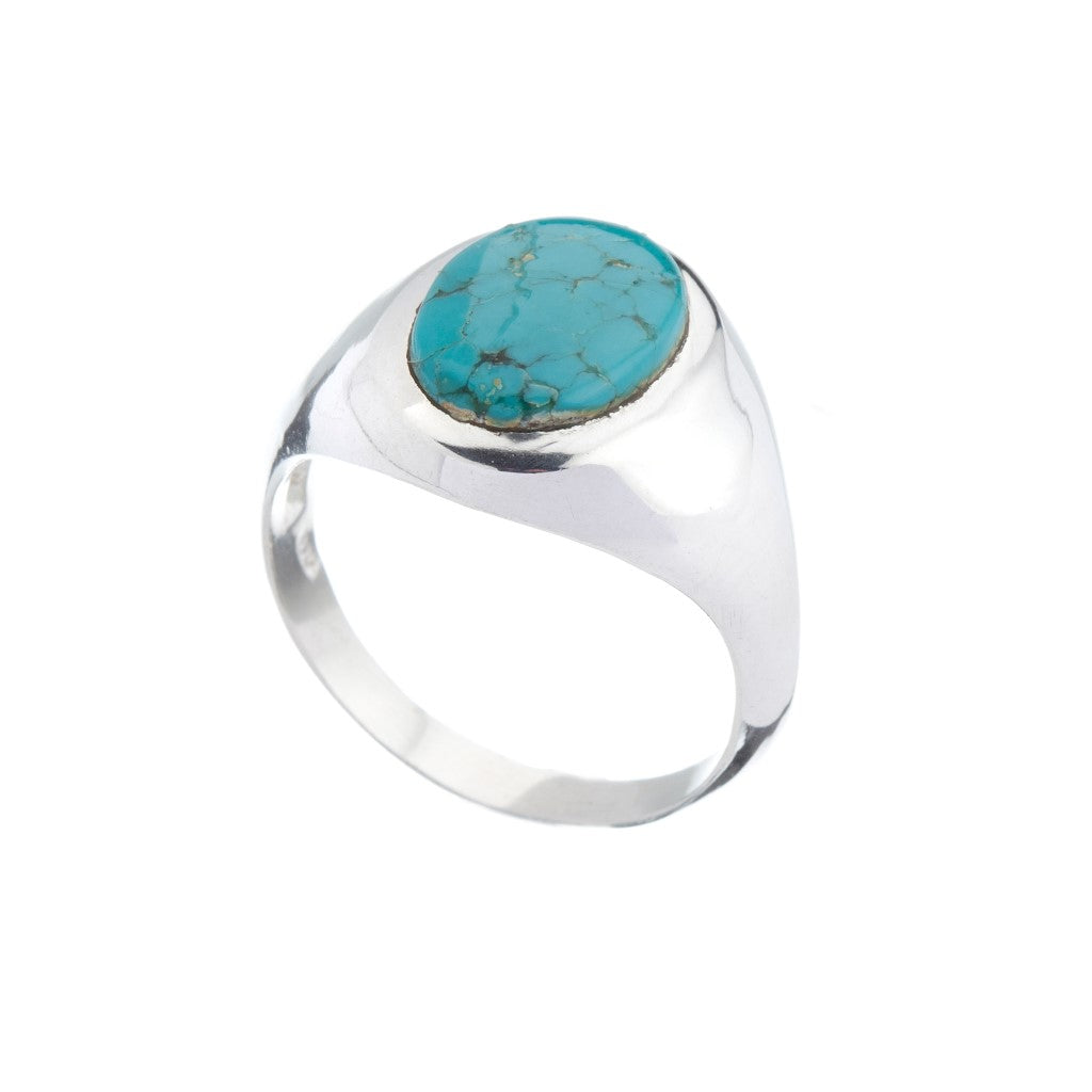 Signet Ring 925 sterling silver with Howlite Turquoise (Yellow 2024 Parts Are Bronze)