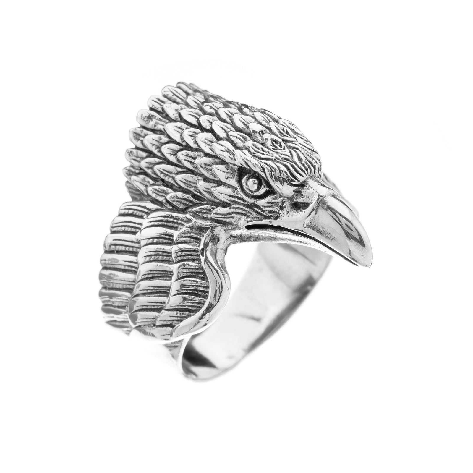 Large Silver Eagle Head Ring - Brighton Silver