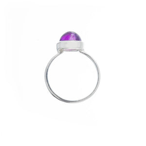 Oval Cabochon Stone Set Amethyst Silver Ring - Brighton Silver