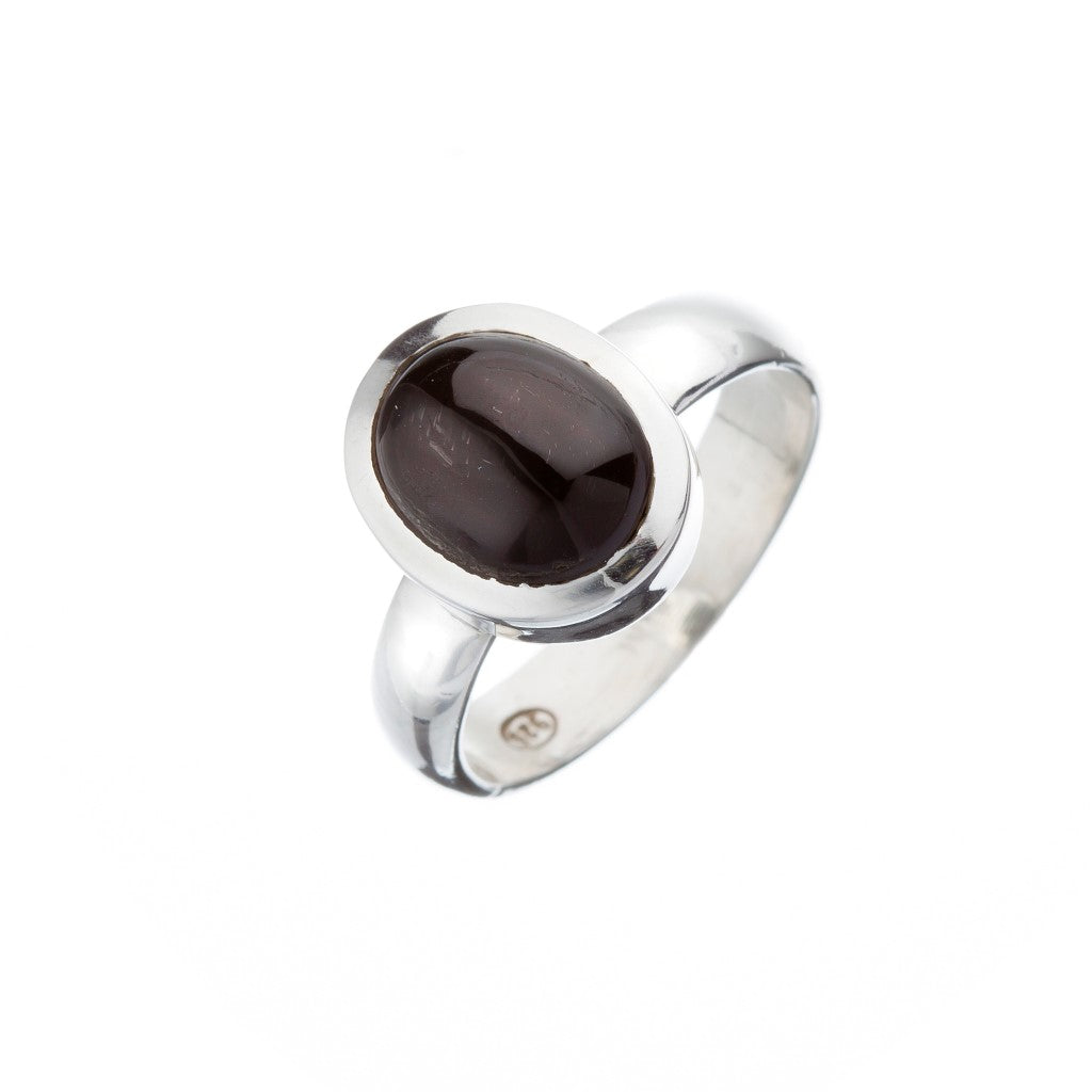 Oval Cabochon Stone Set Black Star Silver Ring - Brighton Silver