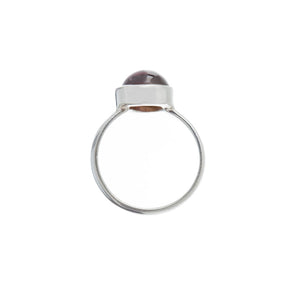 Oval Cabochon Stone Set Garnet Silver Ring - Brighton Silver