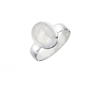 Oval Cabochon Stone Set Moonstone Silver Ring - Brighton Silver